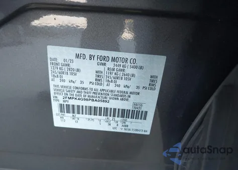 2023 Ford Edge Se from USA, damaged, VIN 2FMPK4G98PBA05892
